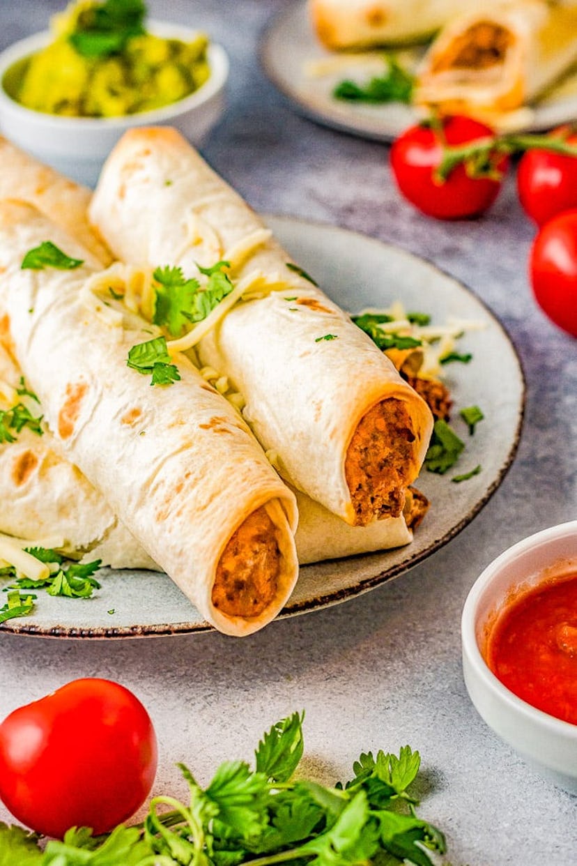 baked cheesy beef taquitos