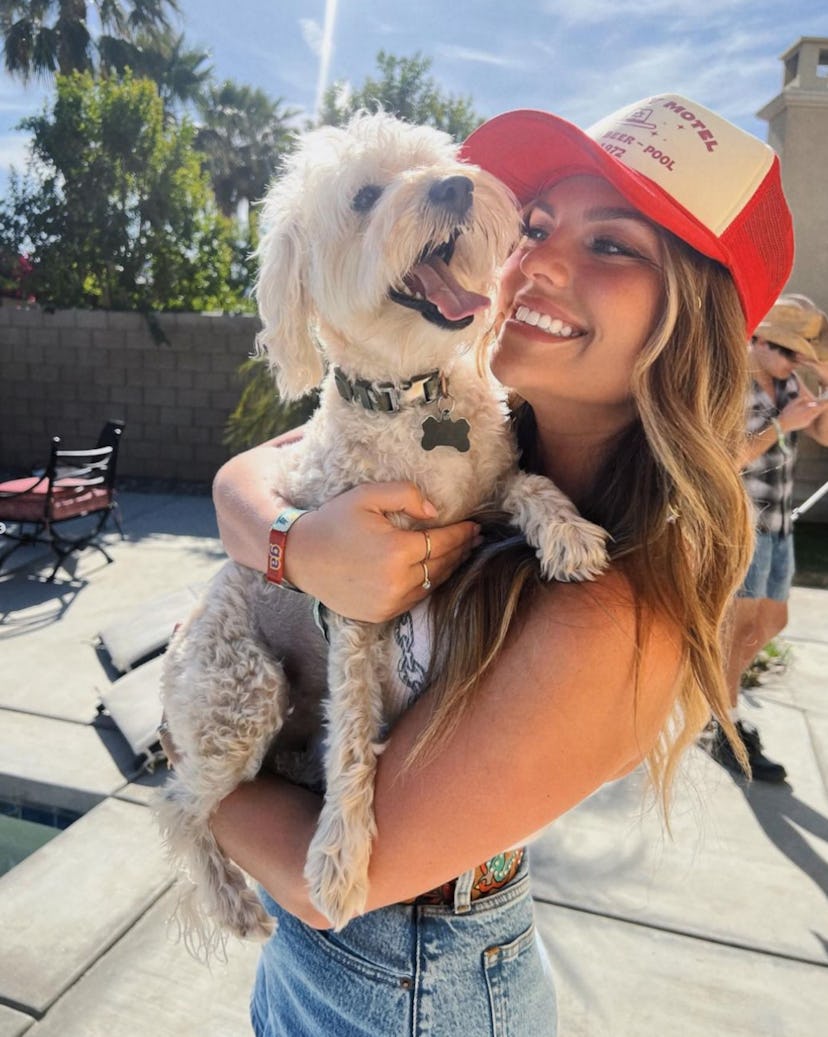 Jess from 'The Bachelor' and her dog. Screenshot via Instagram