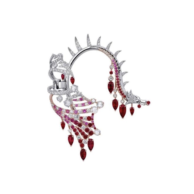 Fabergé x Game of Thrones White and Rose Gold Ruby and Diamond Dragon Ear Cuff