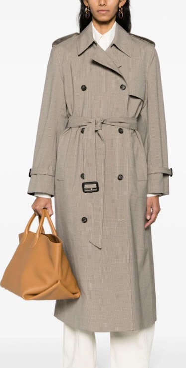 taupe belted trench coat