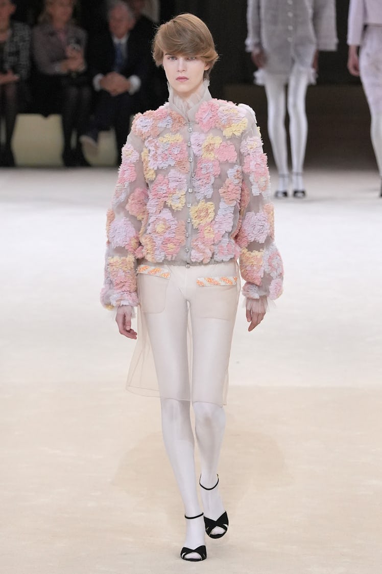 A model walks the runway during the Chanel Haute Couture Spring/Summer 2024 show as part of Paris Fa...