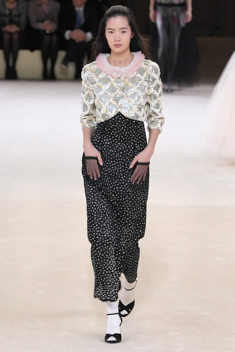 A model walks the runway during the Chanel Haute Couture Spring/Summer 2024 show as part of Paris Fa...