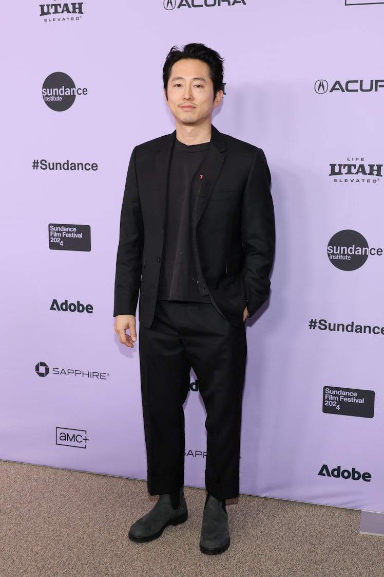 Steven Yeun attends the "Love Me" Premiere during the 2024 Sundance Film Festival at Eccles Center T...