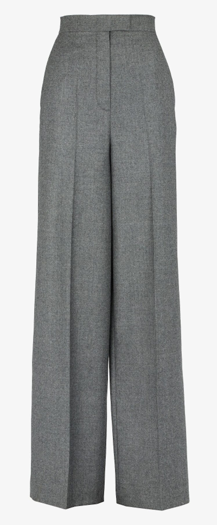 gray pleated trousers