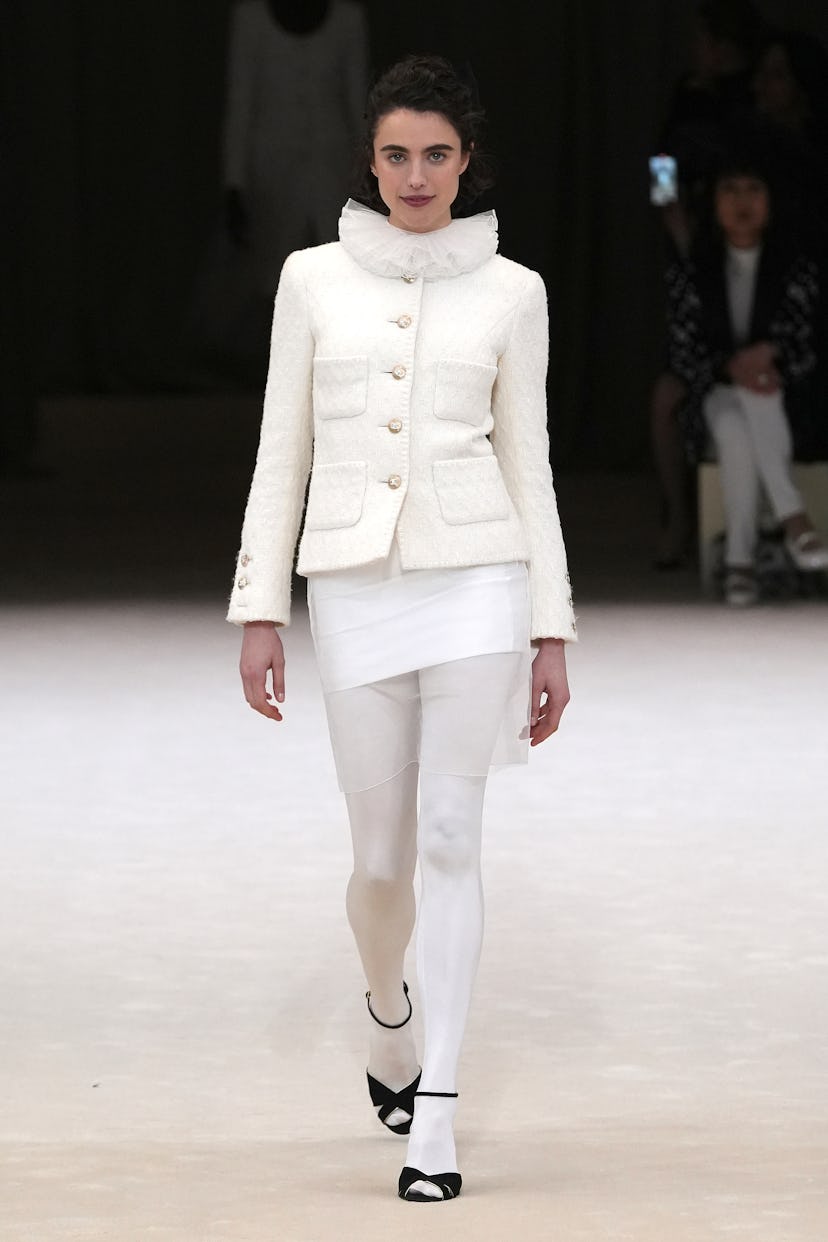 Margaret Qualley walks the runway during the Chanel Haute Couture Spring/Summer 2024 show as part of...