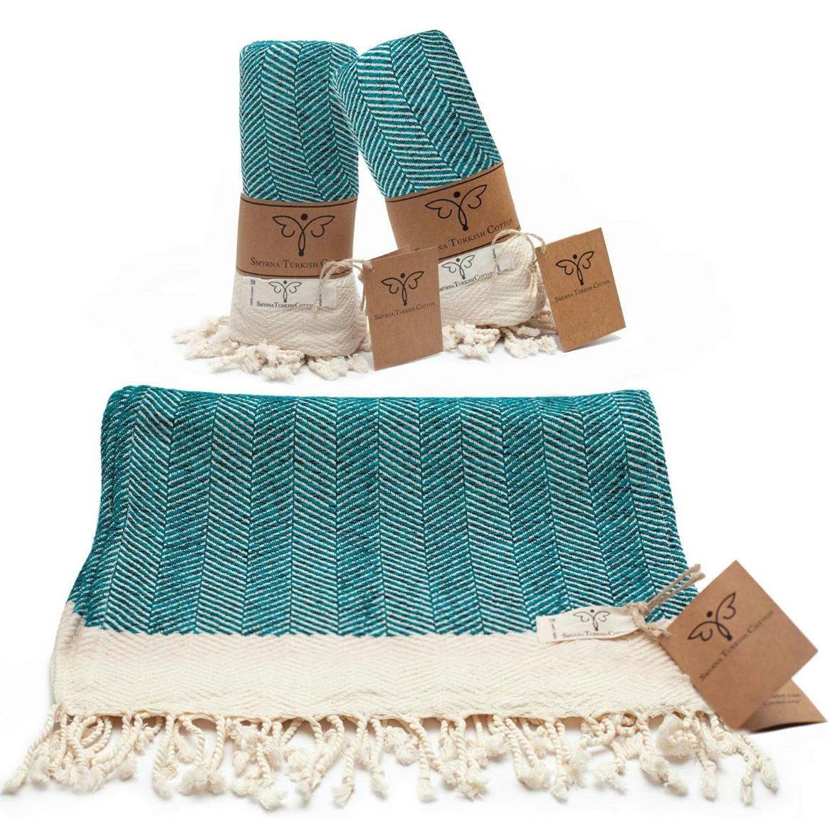 Smyrna Original Turkish Hand Towels Herringbone Series (2-Pack)