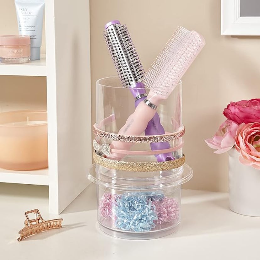 STORi Bella Stackable Clear Plastic Hair Accessory Organizer Set 