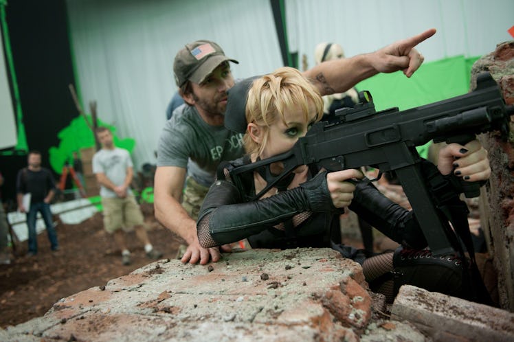 Zack Snyder and Jena Malone behind the scenes of Sucker Punch
