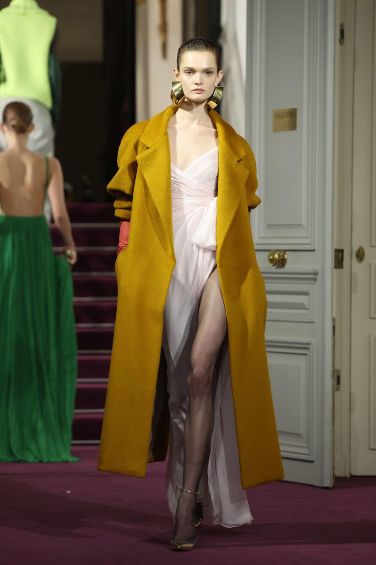A model walks the runway during the Valentino Haute Couture Spring/Summer 2024 show as part of Paris...