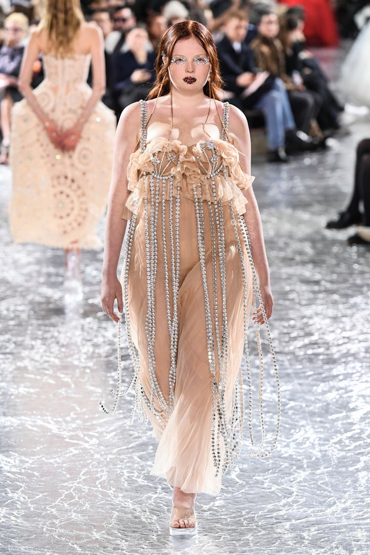 Model on the runway at Jean Paul Gaultier Couture Spring 2024 as part of Paris Couture Fashion Week ...