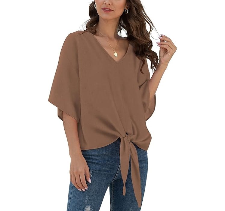 VIISHOW Tie Front Chiffon Blouse