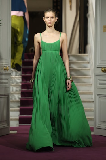 A model walks the runway during the Valentino Haute Couture Spring/Summer 2024 show as part of Paris...