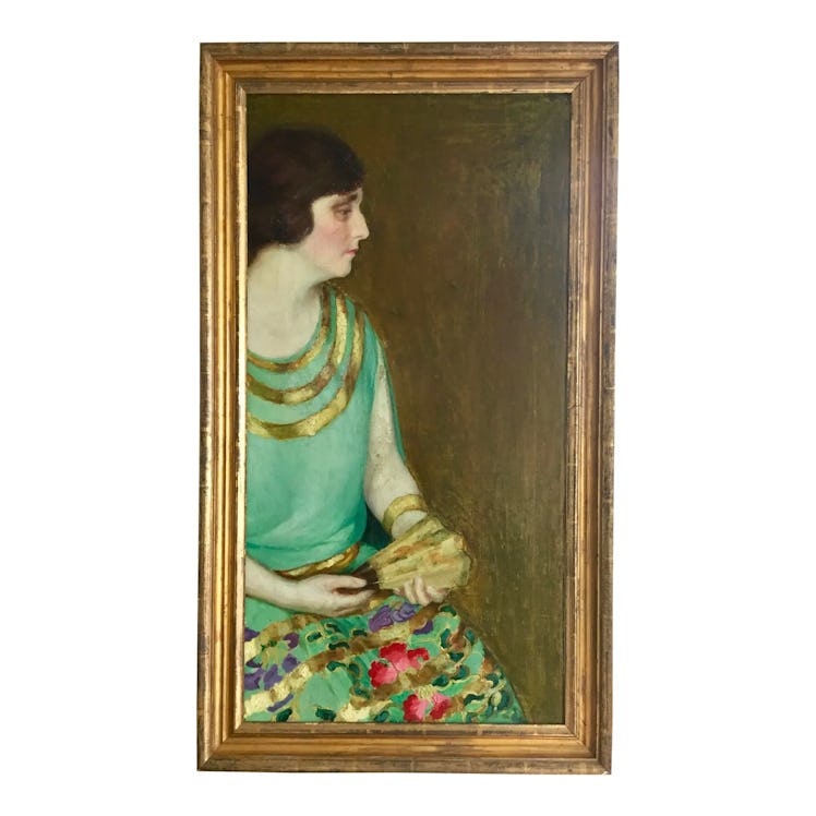 Early 20th Century Louise Crow Boynac American Oil Portrait Painting