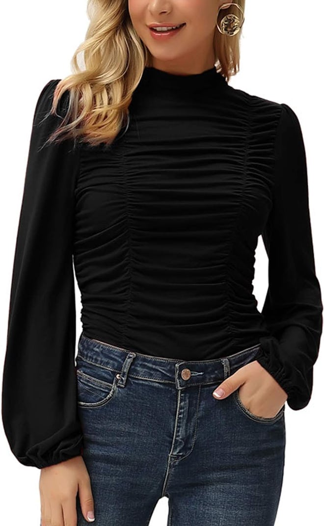 GRACE KARIN Ruched Front Fitted Blouse