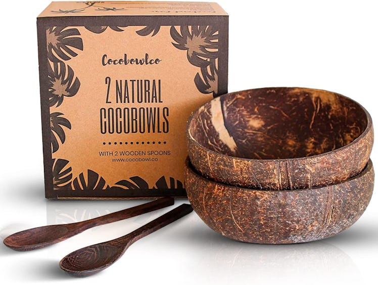 COCOBOWLCO Coconut Bowl & Wooden Spoons (Set of 2)