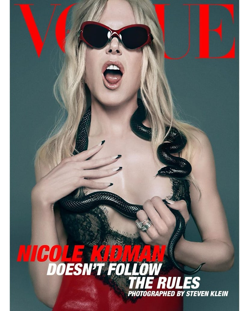 Nicole Kidman black french tips with snake on Vogue cover