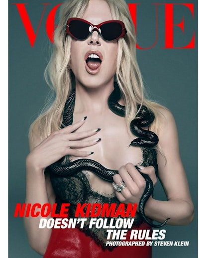 Nicole Kidman black french tips with snake on Vogue cover