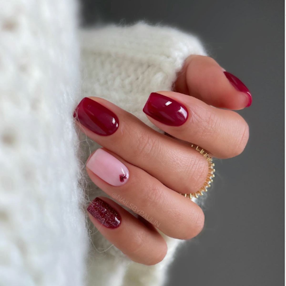 Sleek Minimalist Love Nails for Valentine