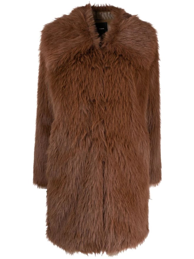 Oversize-Collar Faux Fur Coat