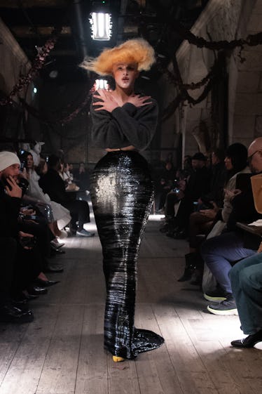 a look from maison margiela artisanal couture collection by john galliano spring 2024
