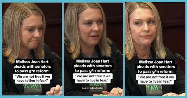 Melissa Joan Hart spoke at a senate roundtable regarding her personal experiences with gun violence ...