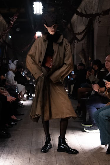 a look from maison margiela artisanal couture collection by john galliano spring 2024