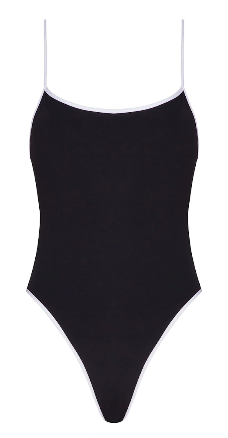 black and white one piece swimsuit