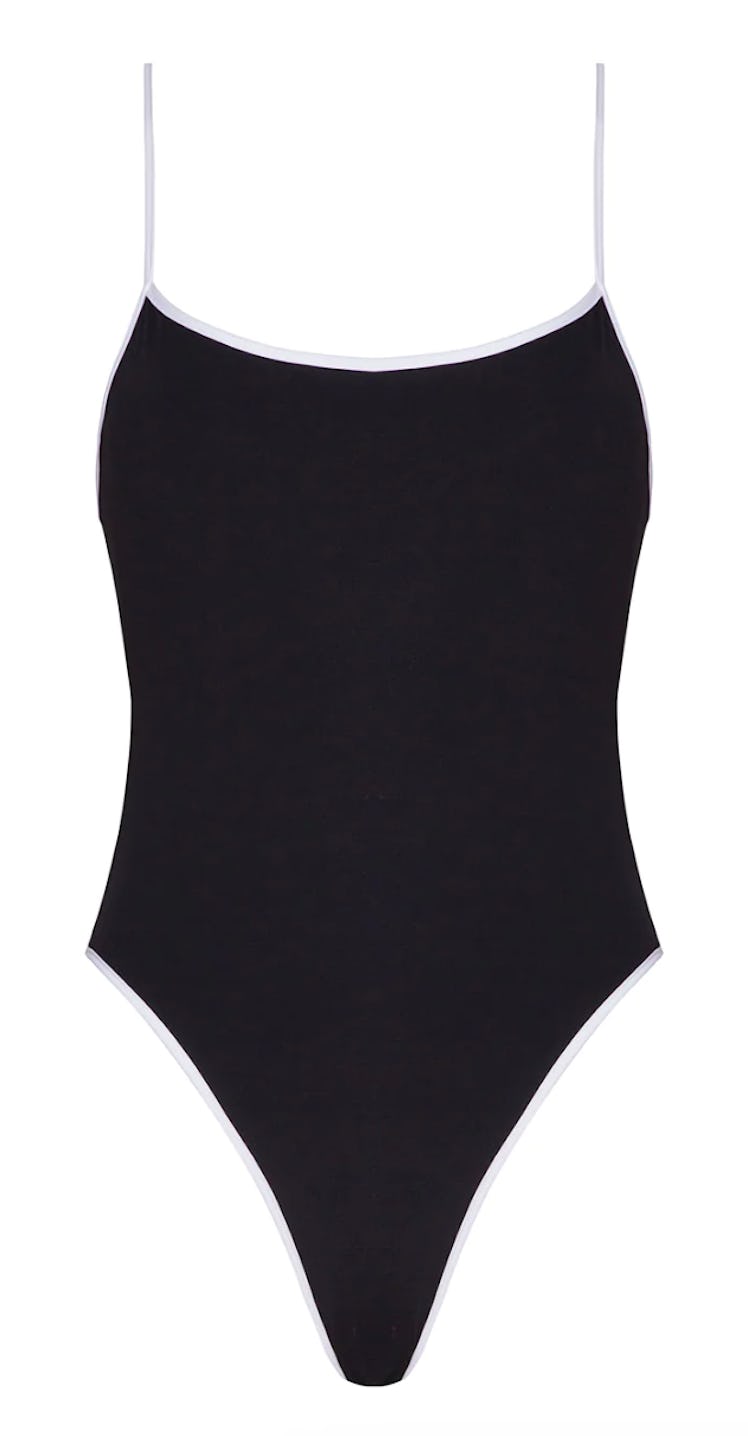 black and white one piece swimsuit