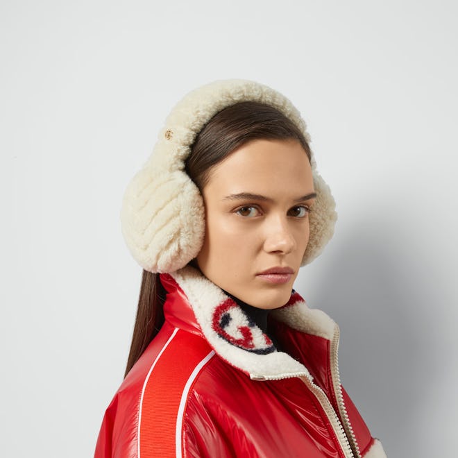 Shearling Ear Muffs With Double G 
