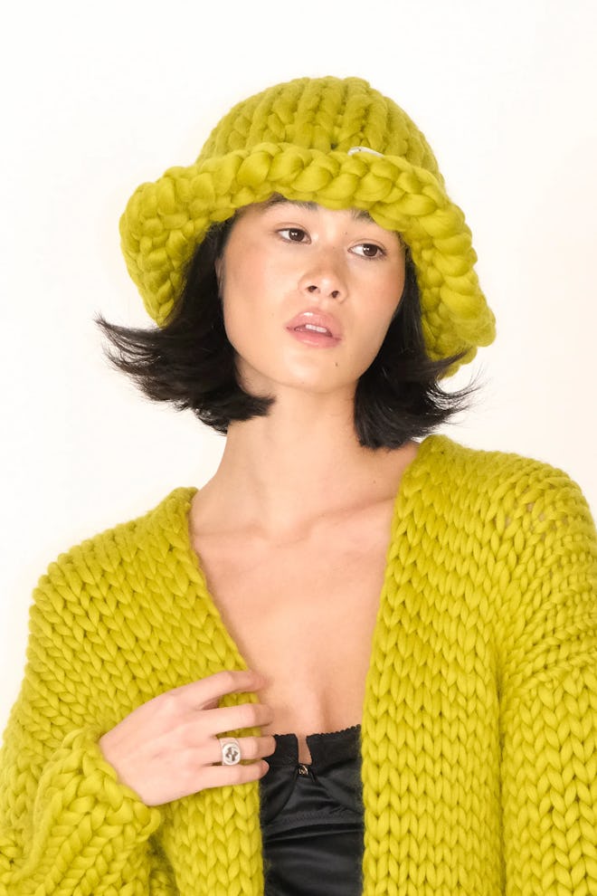 Green Colossal Knit Mushroom Hat