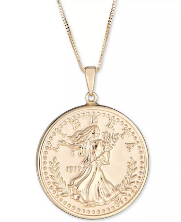 Coin Double-Sided 18" Pendant Necklace in 10k Gold