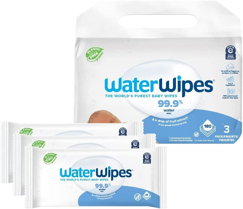 WaterWipes Plastic-Free Original Baby Wipes, 180 Count (3 Packs)