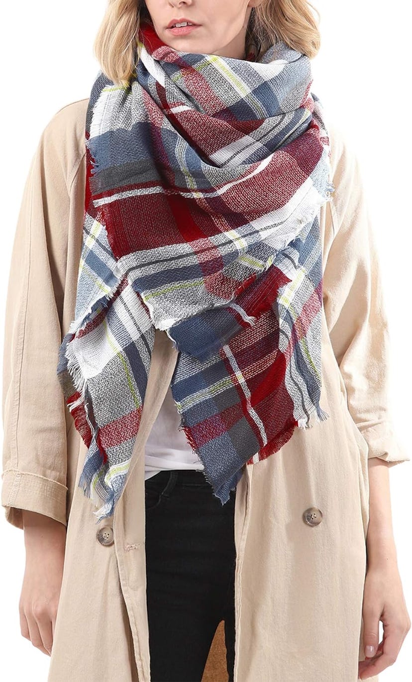 American Trends Plaid Blanket Scarf