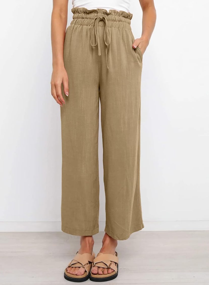 Dokotoo Elastic Tie Waist Pants