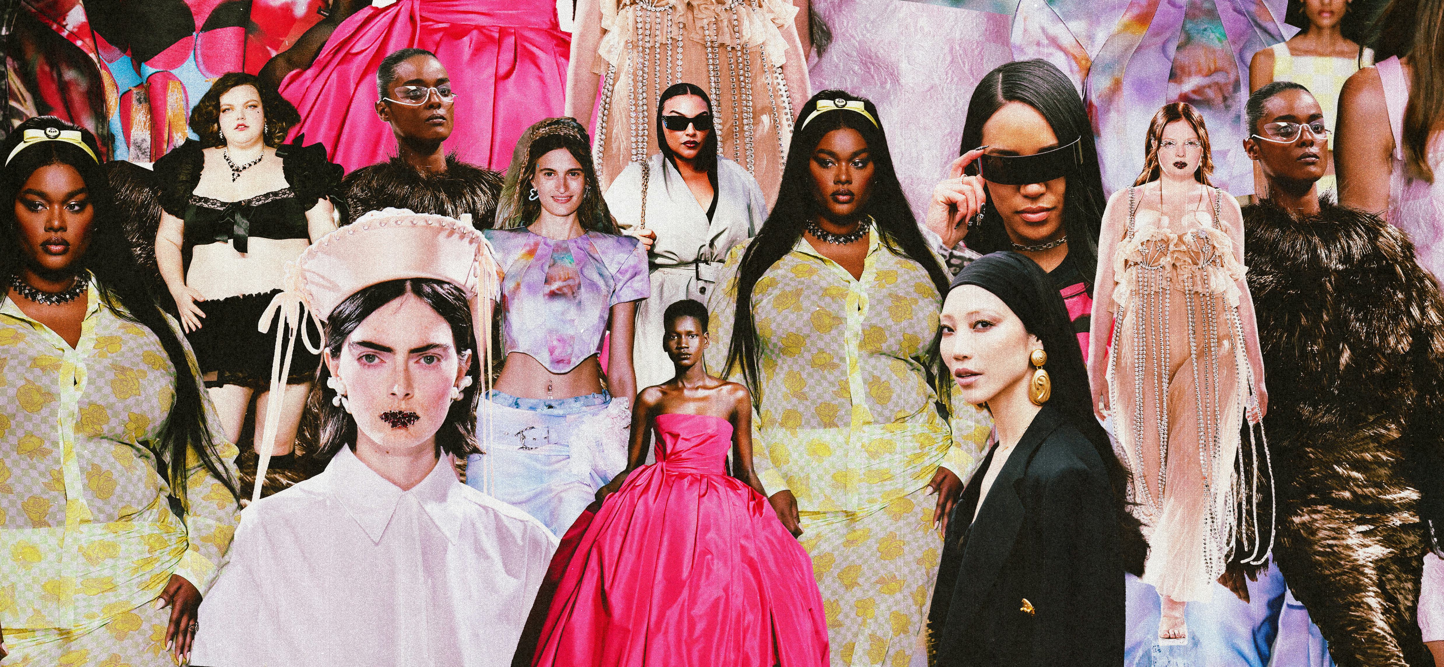 Collage of fashion models from fashion week