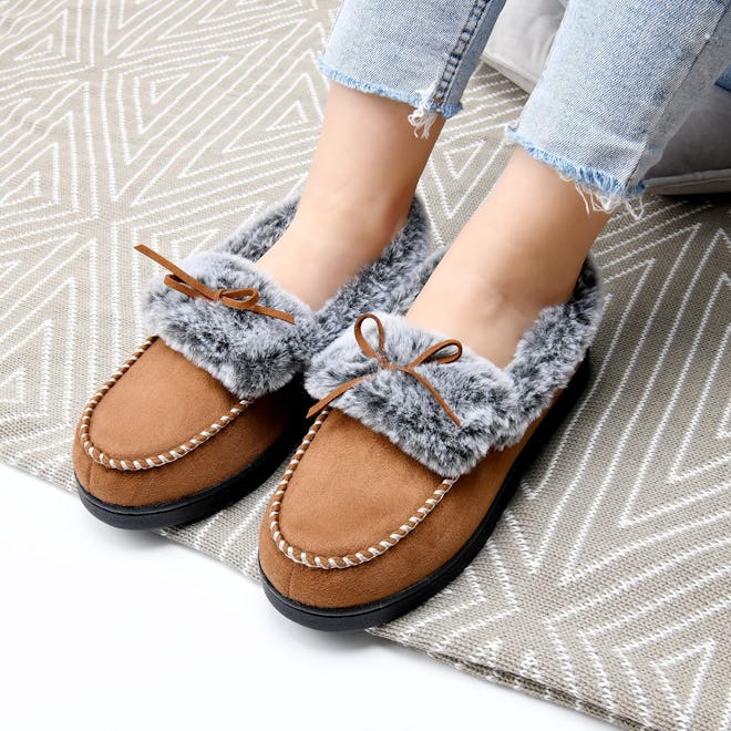 DL Faux Fur-Lined Slippers