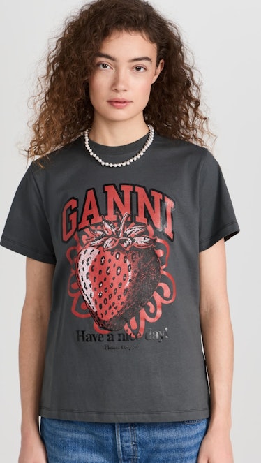 Basic Jersey Strawberry Relaxed T-Shirt