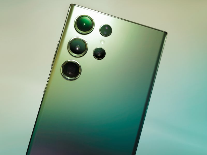 The Samsung Galaxy S23 Ultra Android smartphone has five cameras on the rear.