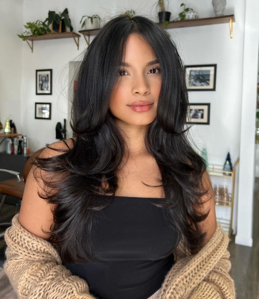 Long layers with lots of volume are a popular haircut trend for 2024.