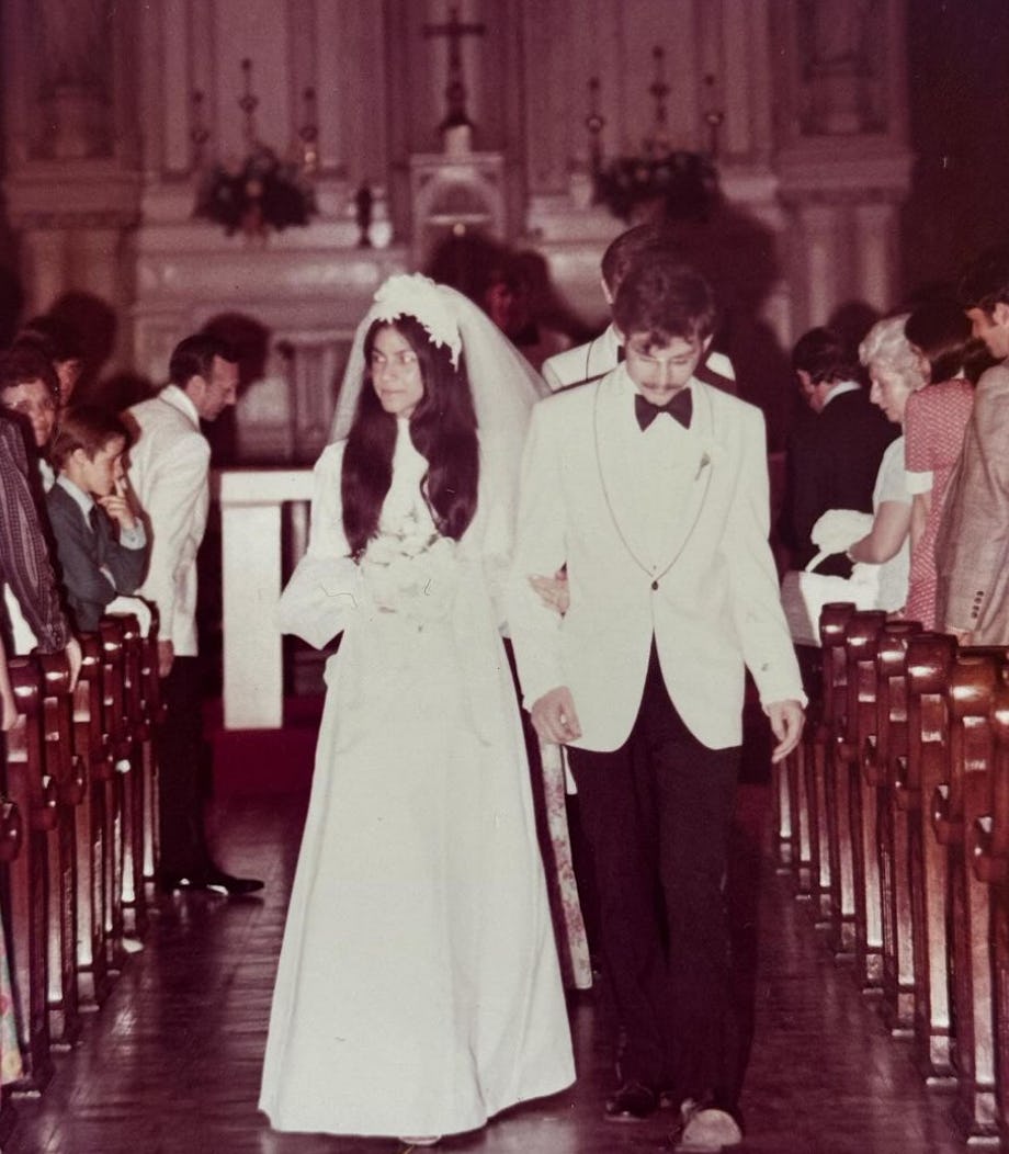 Theresa Nist&rsquo;s first wedding dress. Screenshot via Instagram