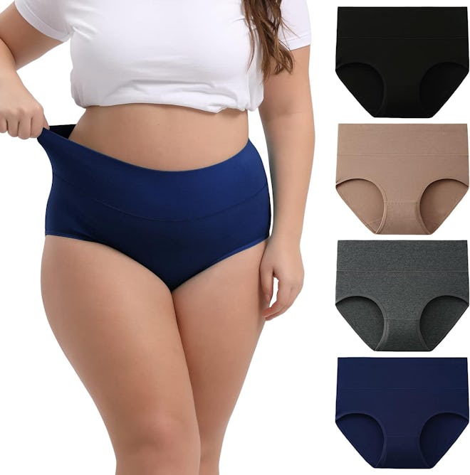 INNERSY Cotton High Waisted Briefs (4-Pack)