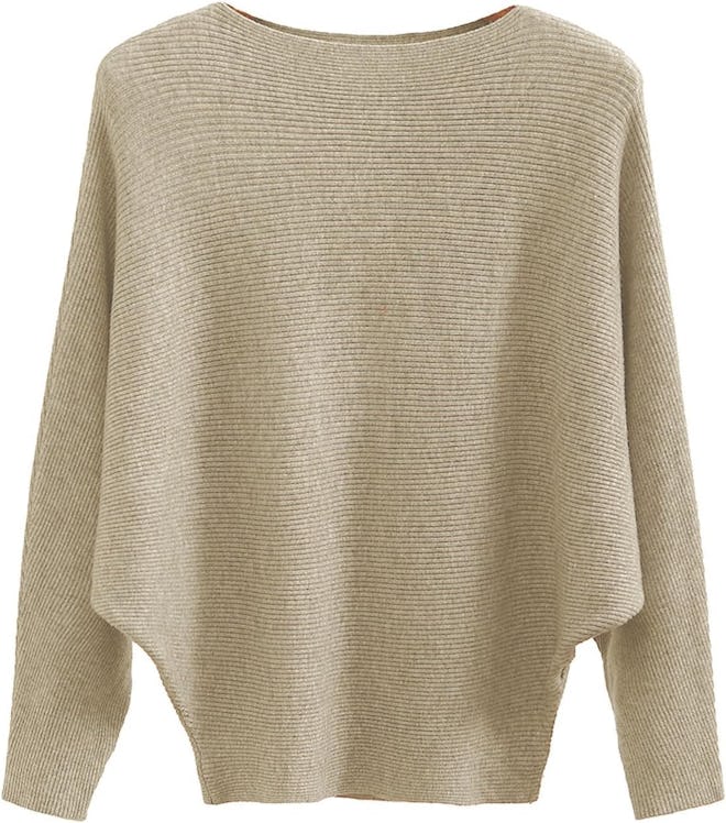 GABERLY Boat Neck Dolman Knitted Sweater
