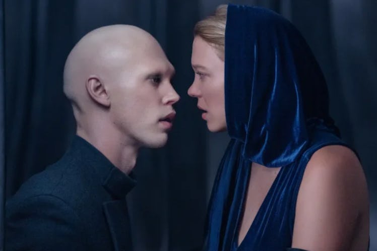 Austin Butler as Feyd-Rautha Harkonnen and Léa Seydoux as Lady Margot Fenring in Dune: Part Two