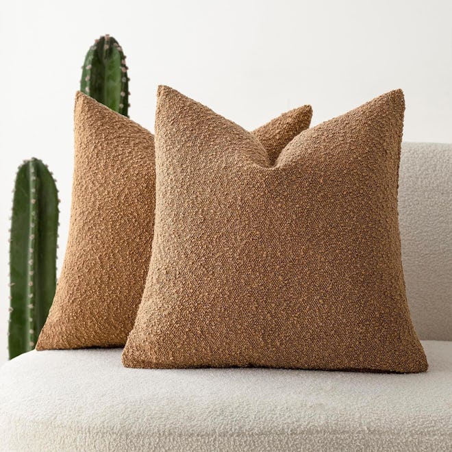 Foindtower Textured Boucle Throw Pillow Covers (Pack of 2)