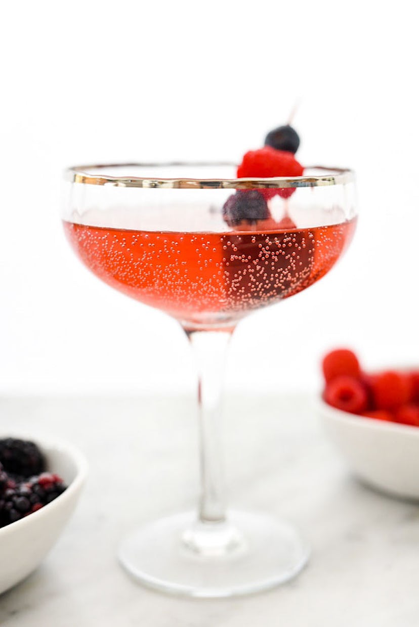 Sparkling elderflower cocktail, a pink Valentine's Day cocktail