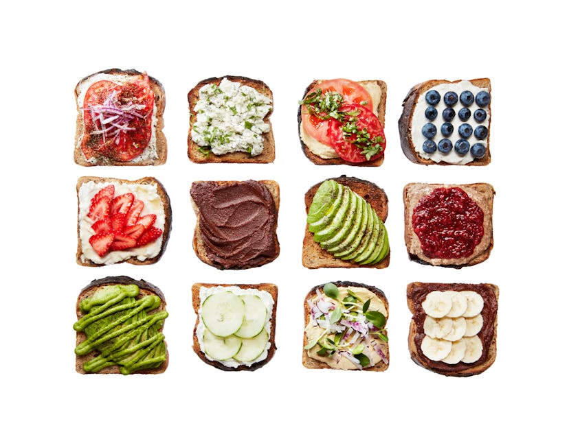 Toast with various toppings