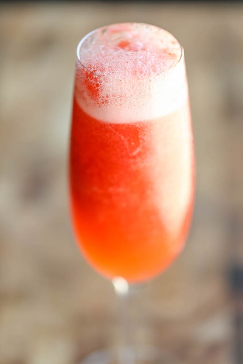 Strawberry lemonade bellini, a pink Valentine's Day cocktail