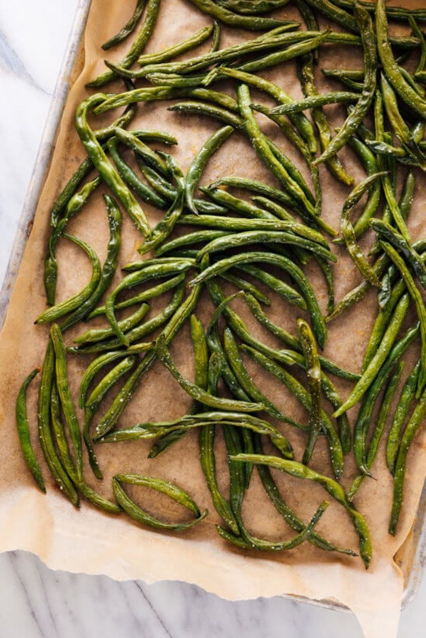 Perfect roasted green beans, a delicious side for your at-home Valentine's Day dinner