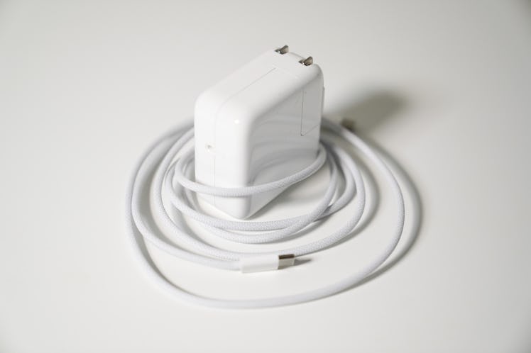 The 30W power adapter and braided charging USB-C cable for Apple Vision Pro.