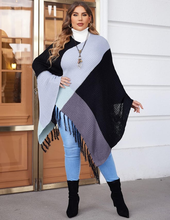 IN'VOLAND Knitted Poncho Shawl